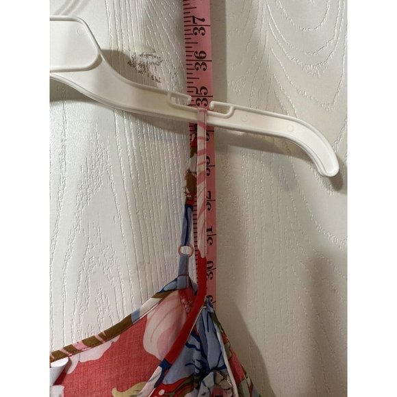 Candies Y2K Red Floral Cold Shoulder Sun Dress w/ Sash Belt Pockets Sz L - Picture 4 of 7